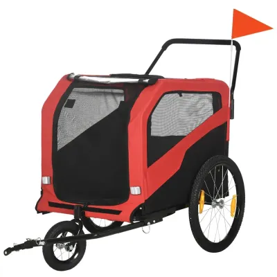 Cykelvagn för Hund 2-i-1, Max 30 kg, Röd