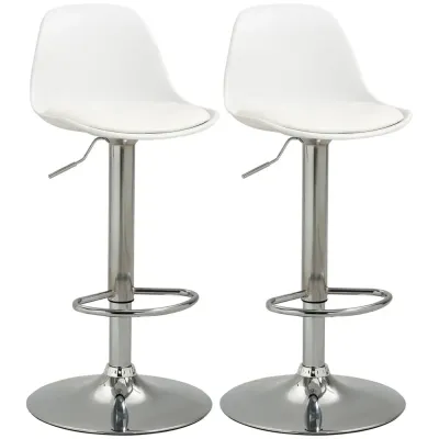 Barstolar i Konstläder 2-Pack 40 x 42 x 82-104 cm, Vit