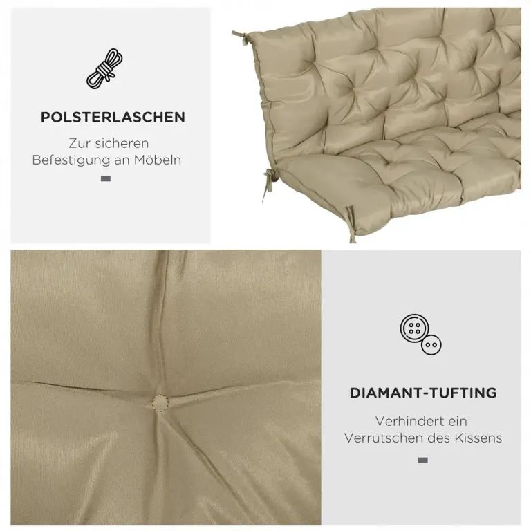 Dynsits Dyna till Trädgårdsbänk och Hammock Bänkdyna Khaki Tjock