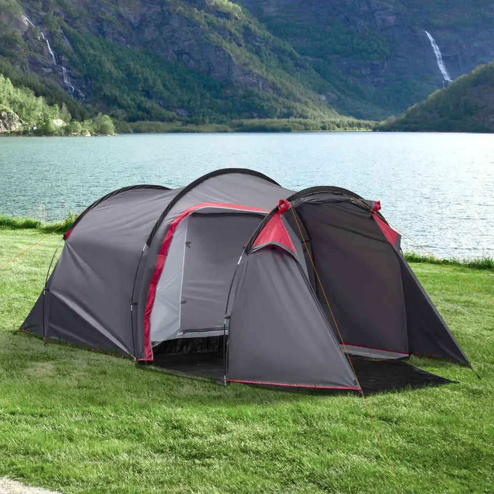 Tunneltält Campingtält Grå av Glasfiber 426 x 206 x 154 cm