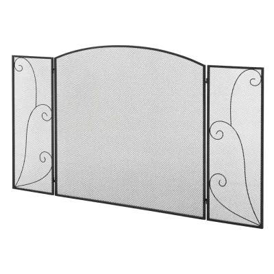 Eldstadsgaller Gnistskydd Svart av Metall 132,5 x 76,5 cm