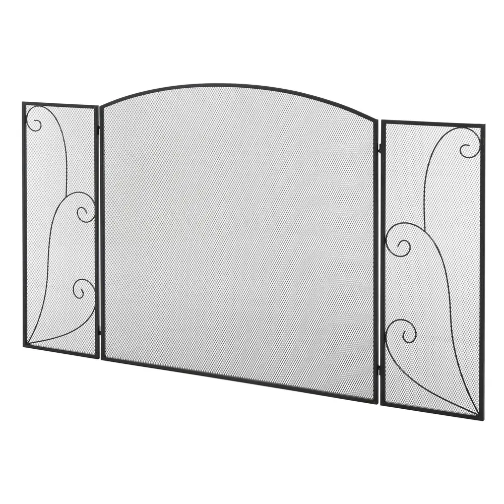 Eldstadsgaller Gnistskydd Svart av Metall 132,5 x 76,5 Cm