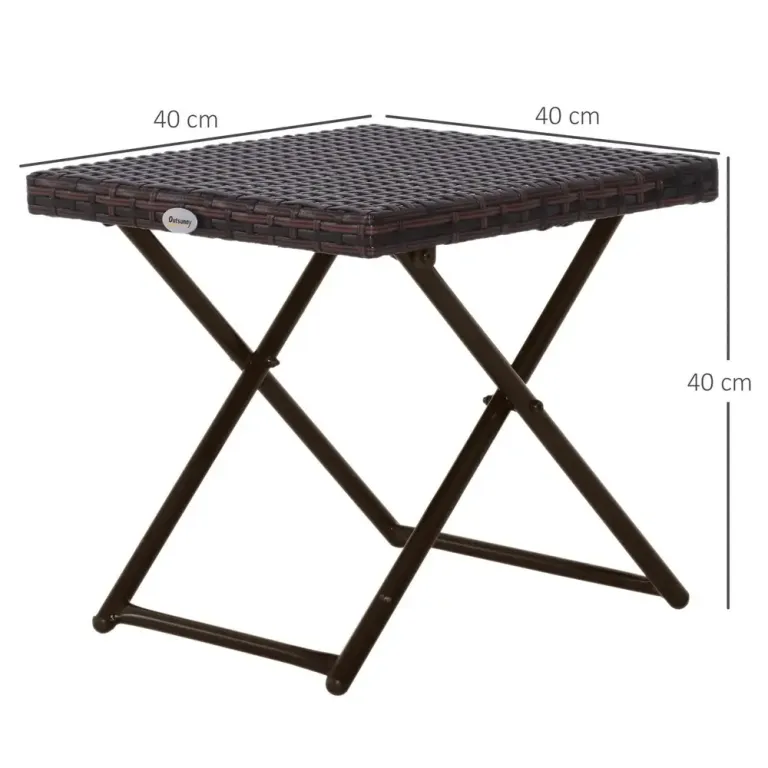 Hopfällbart Sidobord och Balkongbord i Konstrotting, Brun