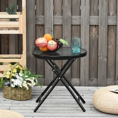 Trädgårdssidobord Bistrobord med Glasskiva Rund Ø45 cm