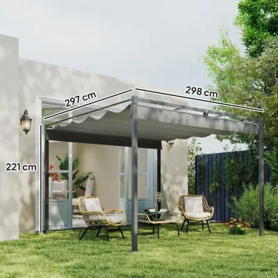 Pergola med Utdragbart Tak och UPF30+ Skydd 3 x 3 m