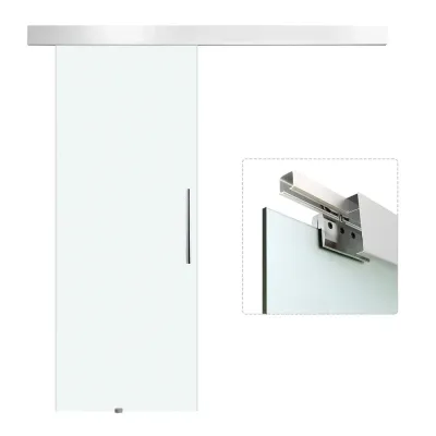 Glasskjutdörr Rumsdörr Glas Satinfinish Komplett Set