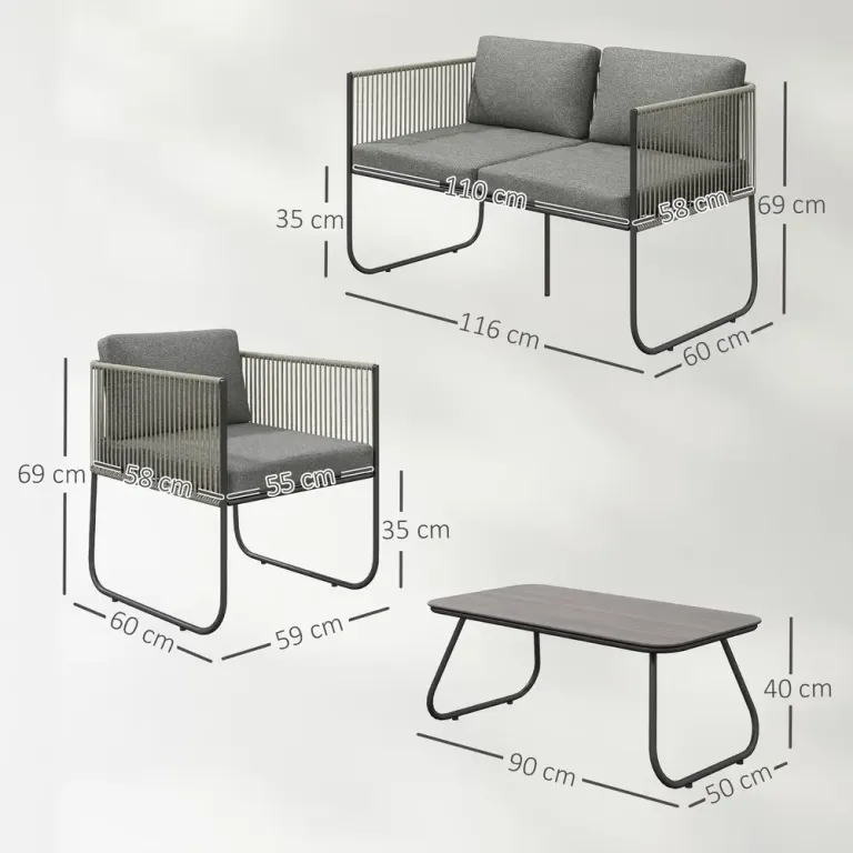 Trädgårdsmöbelset i Konstrotting Loungeset 116x60x69 cm