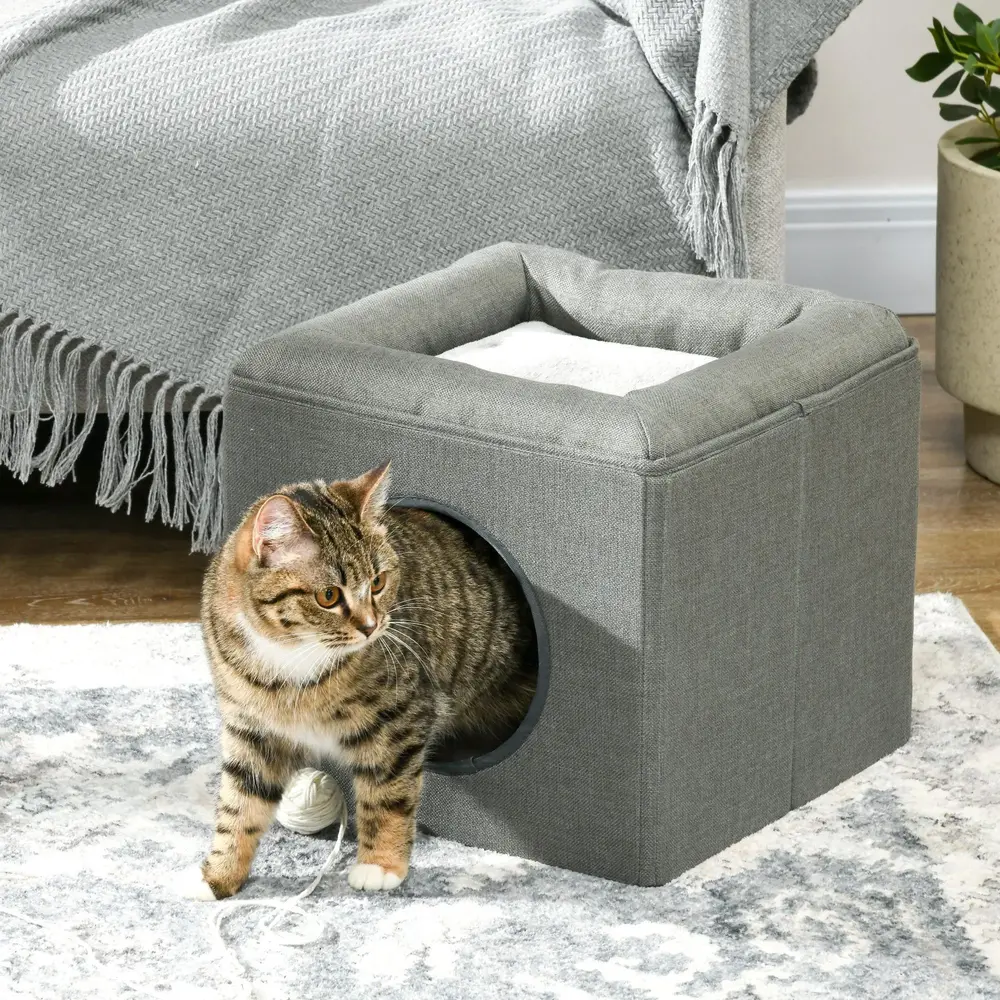 Kattgrotta 2-i-1 med Kudde Grön 36,5 x 36,5 x 33 Cm