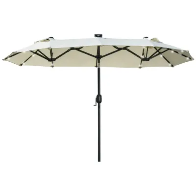 Dubbelparasoll med Solcellspanel 2,92 x 1,50 x 2,18 m