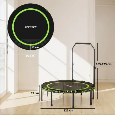 Fitnesstrampolin med Handtag Hållbar och Grön Stål