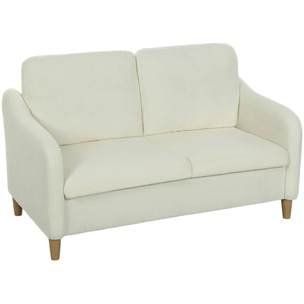 Soffa 2-sits Kompakt Gräddvit Sherpa Fleece Liten 137 Cm