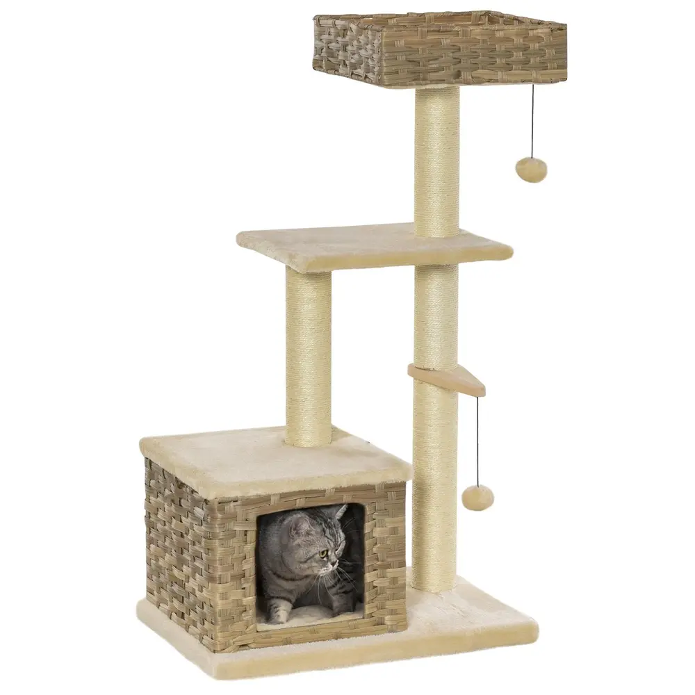 Klösträd i Konstrotting Elegant Kattmöbel med Koja 108 Cm
