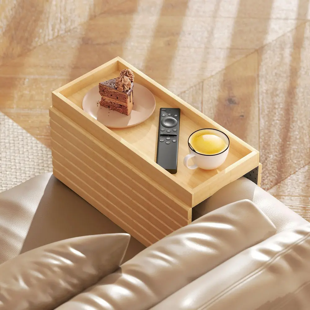 Soffbricka Armstöd Naturfärgad Bambu Bricka för Soffa