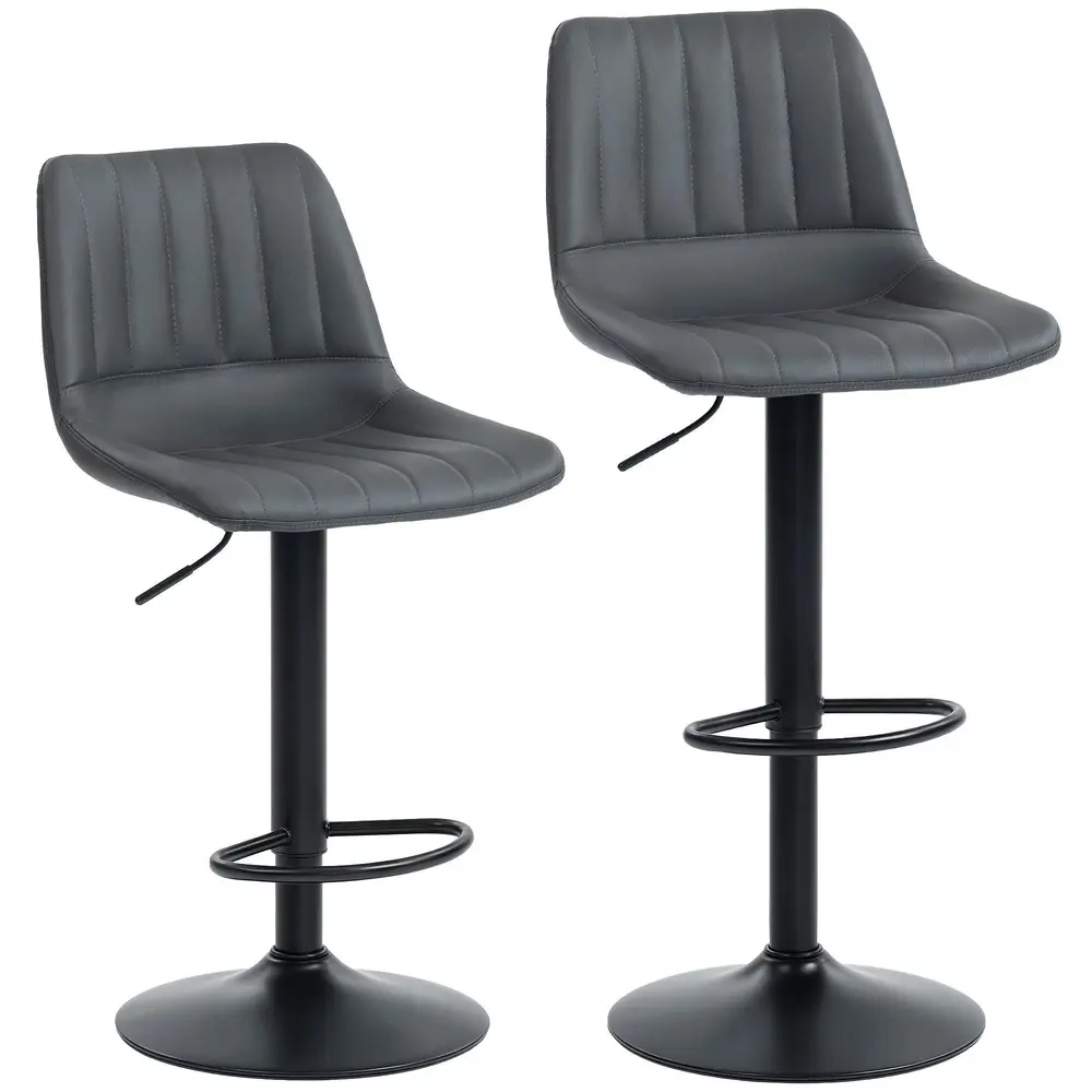 Barstolar 2 Pack Retro Grå Tyg och Metall och Bar Barstolar