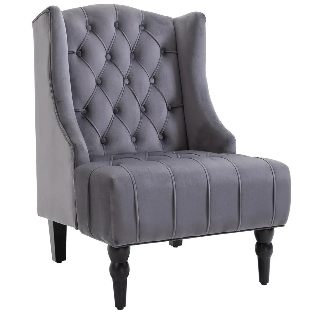 Öronlappsfåtölj Sammet med Knappar 67 x 70,5 x 97 Cm