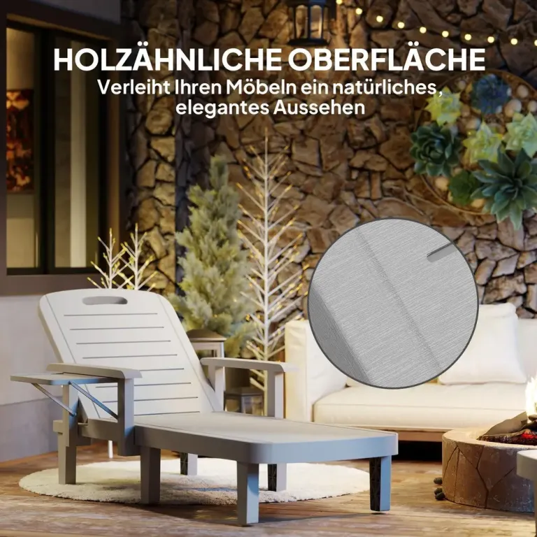 Solstol Solsäng med Sidobord Ljusgrå av Plast Ve Metall Ve