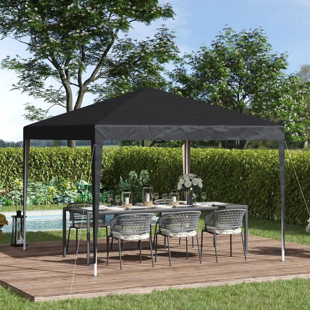 Lusthus Paviljong Pop-Up Partytält Svart 3 x 3 M