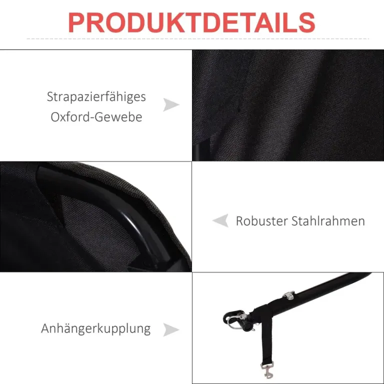 Hopfällbar Cykelvagn och Lastkärra, Röd/Svart