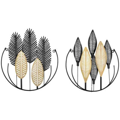 Väggdekoration i Metall 2-Pack Konstverk 40 x 46 cm, Svart