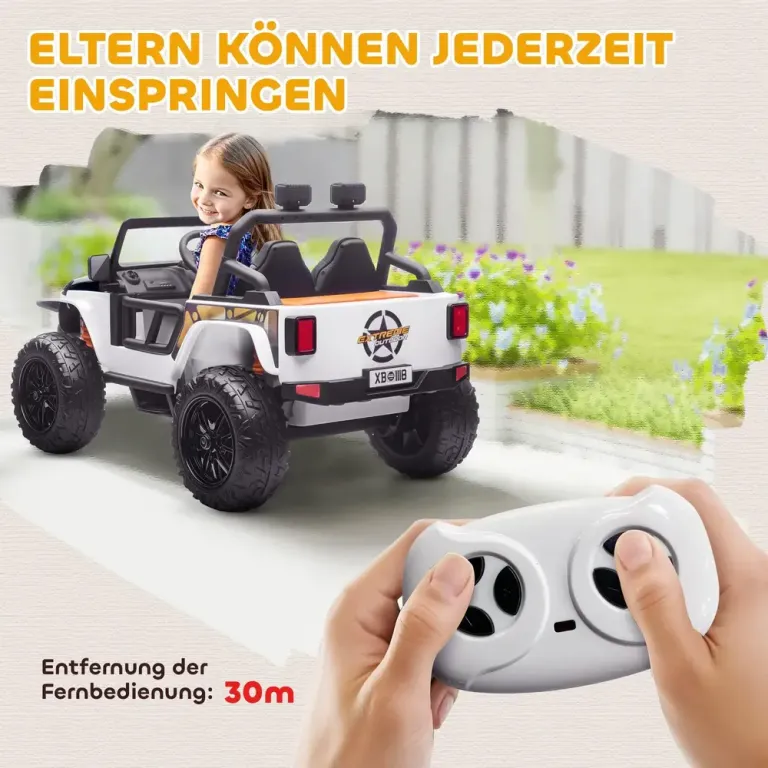 Elbil för Barn Lastbil Vit Plast för Utomhuslek 12 v Safari Sits