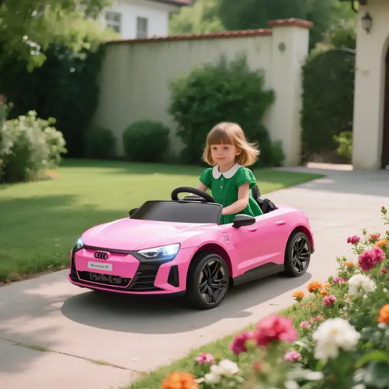 Elbil för Barn med Fjärrkontroll Säkerhetsbälte Musik Audi Rosa