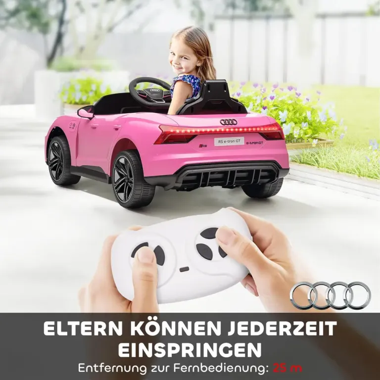 Elbil för Barn med Fjärrkontroll Säkerhetsbälte Musik Audi Rosa