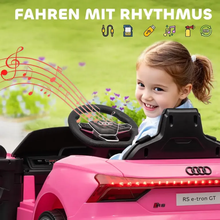 Elbil för Barn med Fjärrkontroll Säkerhetsbälte Musik Audi Rosa