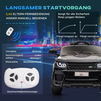 Elbil för Barn med Fjärrkontroll, Svart Säkerhetsbälte