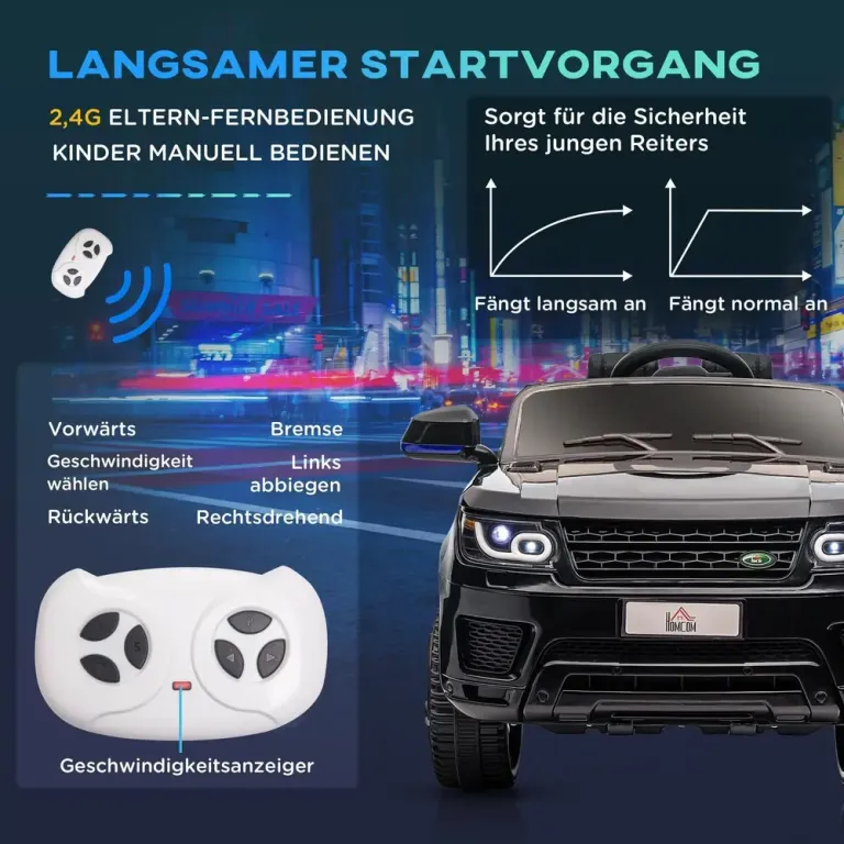 Elbil för Barn med Fjärrkontroll, Svart Säkerhetsbälte