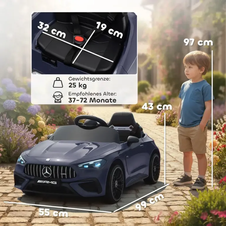 Elbil för Barn Sportig Design 12 v Motorer Mercedes Fjärrkontroll