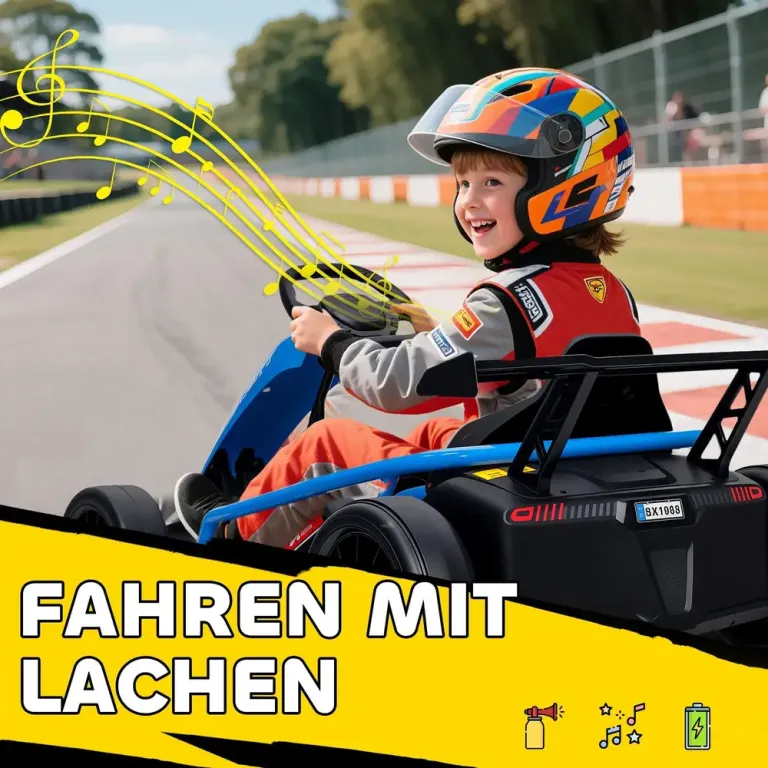 Elbil Go-Kart 24V Blå Metall och Plast för Barn 8-12 År Elektrisk