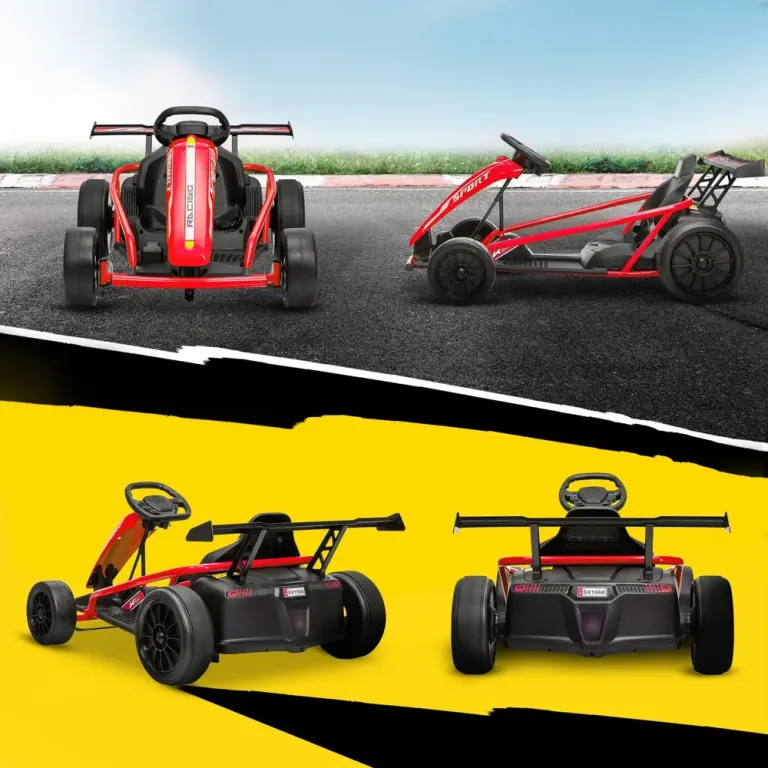 Elbil Go-Kart 24V Röd Metall och Plast för Barn 8-12 År Elektrisk