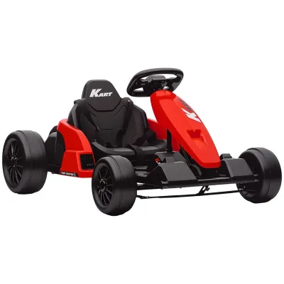 Elbil Gokart 24 v Röd Plast och Metall för Barn 6–12 År Elektrisk
