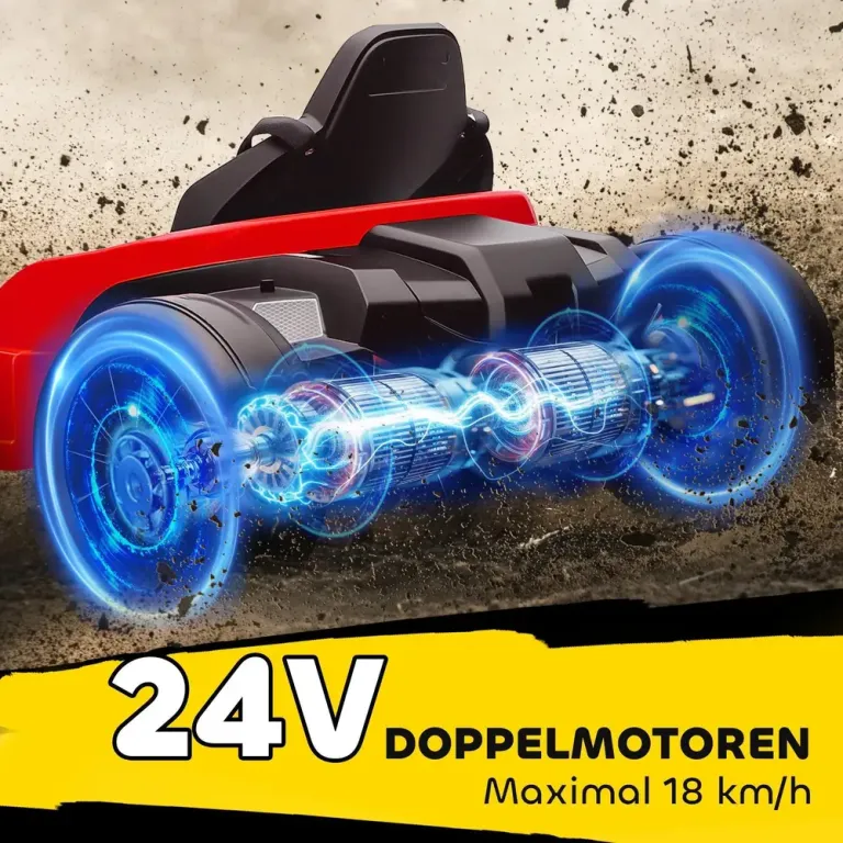 Elbil Gokart 24 v Röd Plast och Metall för Barn 6–12 År Elektrisk