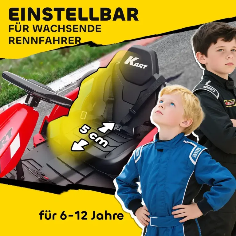 Elbil Gokart 24 v Röd Plast och Metall för Barn 6–12 År Elektrisk