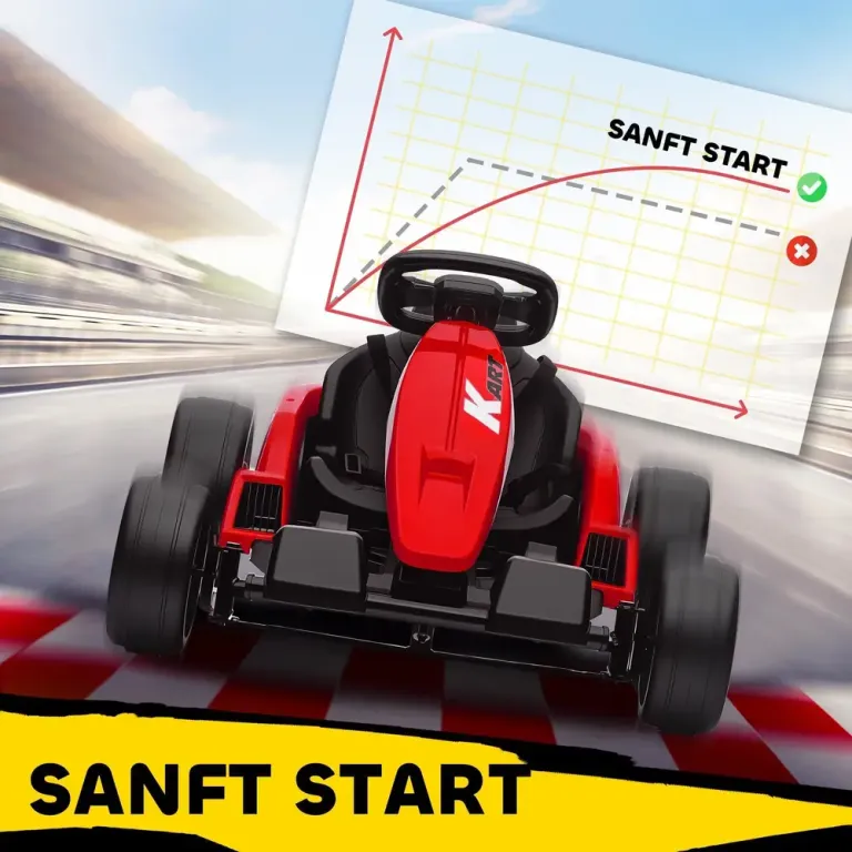 Elbil Gokart 24 v Röd Plast och Metall för Barn 6–12 År Elektrisk