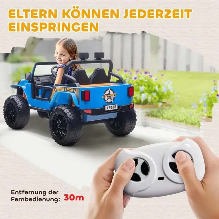Elbil Lastbil för Barn Blå Plast för Lek Utomhus 12 v Fordon Safari