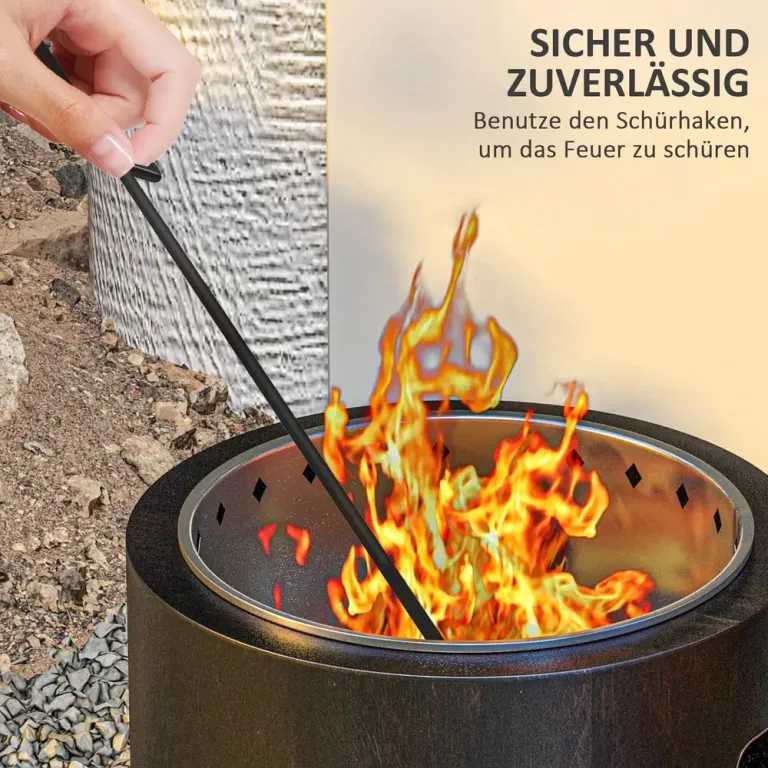 Eldskål Svart av Metall Rökfritt Bord 45 cm Eldkorg Väderbeständig
