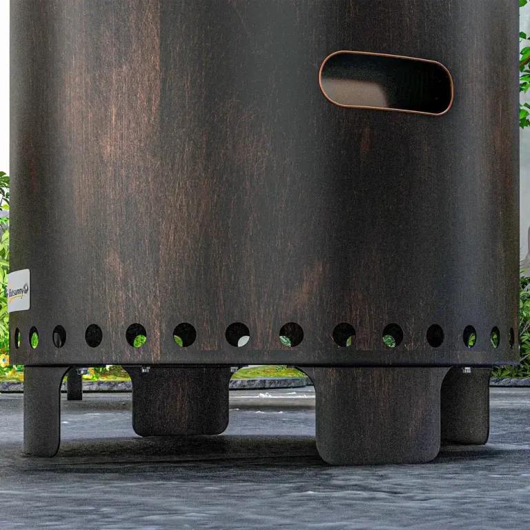 Eldskål Svart av Metall Rökfritt Bord 45 cm Eldkorg Väderbeständig