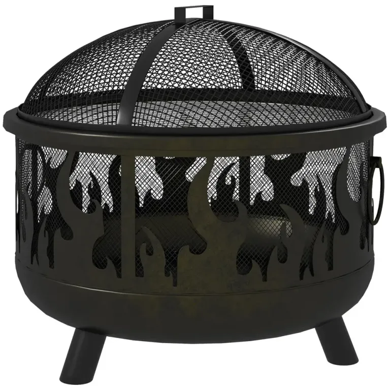 Eldskål med Gnistskydd och 1 Stav Svart Ø61 Eldstad Metall