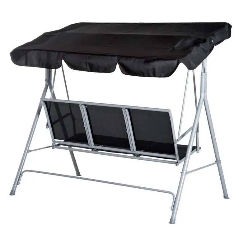Elegant Hammock med Tak 3-Sitsig Gungsoffa Belastning Metall