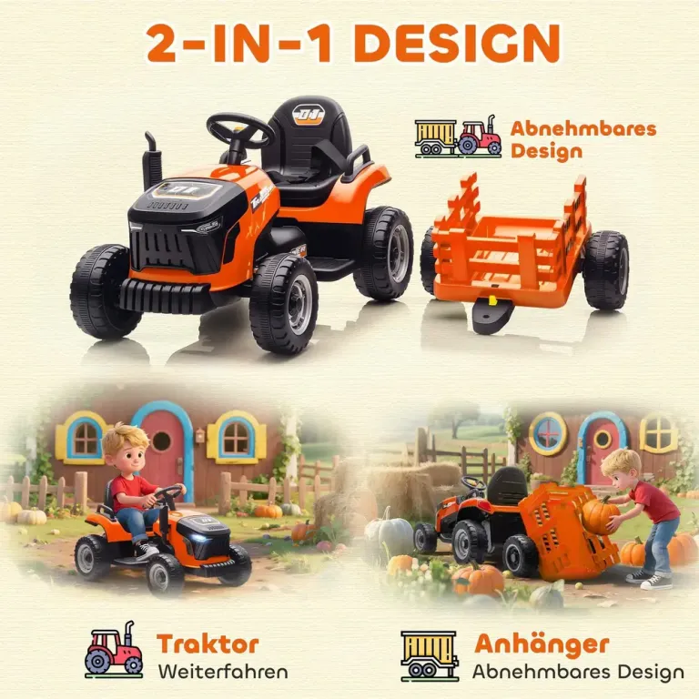 Elektrisk Åktraktor med Fjärrkontroll och Mjukstart Elbil Barn