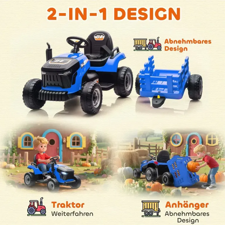 Elektrisk Åktraktor med Fjärrkontroll och Mjukstart Elbil Barn Ljus