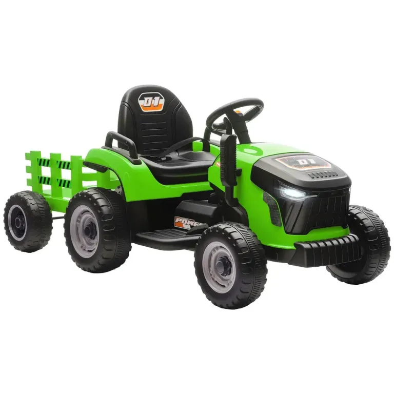 Elektrisk Åktraktor med Fjärrkontroll och Mjukstart Elbil Barn Grön