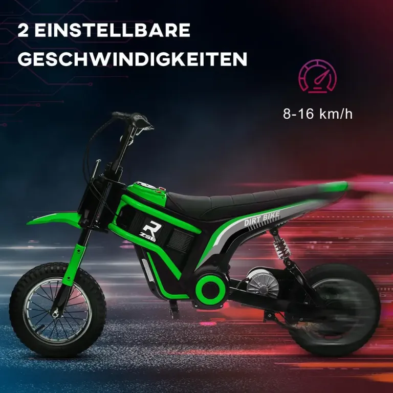 Elektrisk Barnmotorcykel 24 v med Hastighet Musik Elmoped Grön Däck