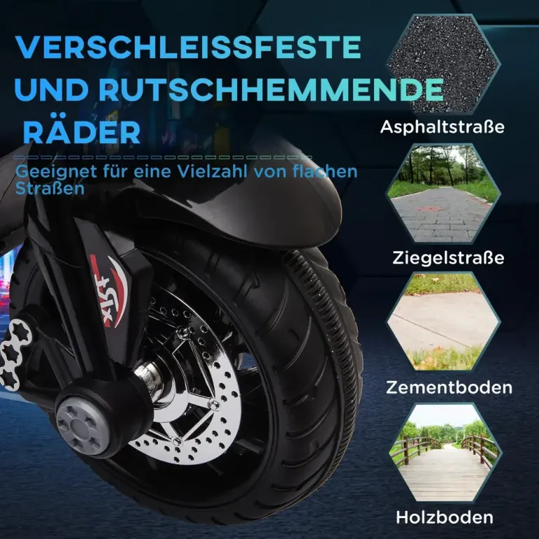 Elektrisk Barnmotorcykel Ljus och Ljud 3 km/h Trehjulig Simulerad