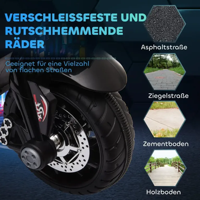 Elektrisk Barnmotorcykel Ljus och Ljud 3 km/h Trehjulig Simulerad
