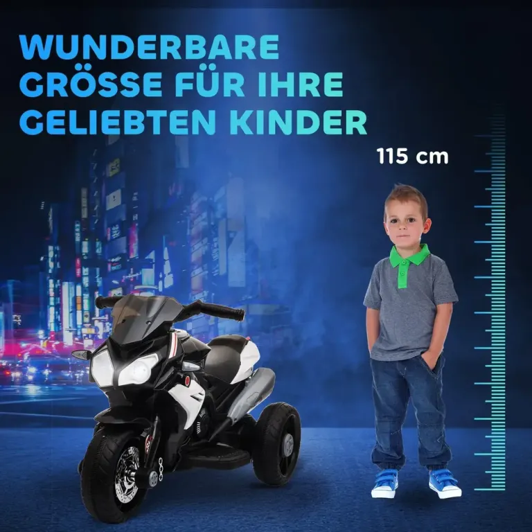 Elektrisk Barnmotorcykel Ljus och Ljud 3 km/h Trehjulig Simulerad