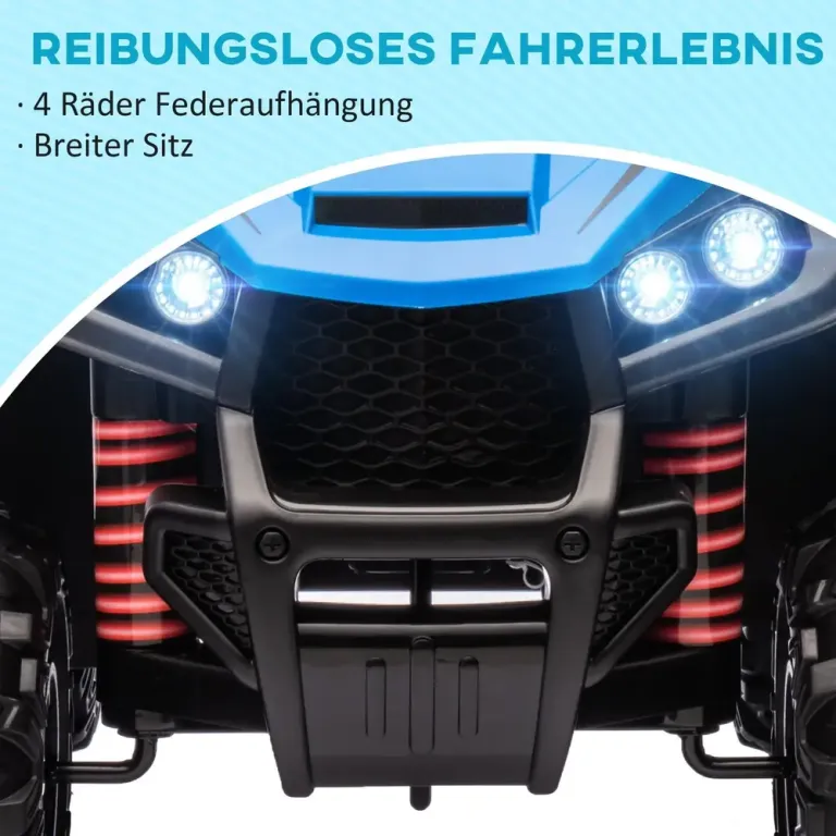 Elektrisk Fyrhjuling Barnbil 12 v Quad med Musik Blå Elbil Fjädring