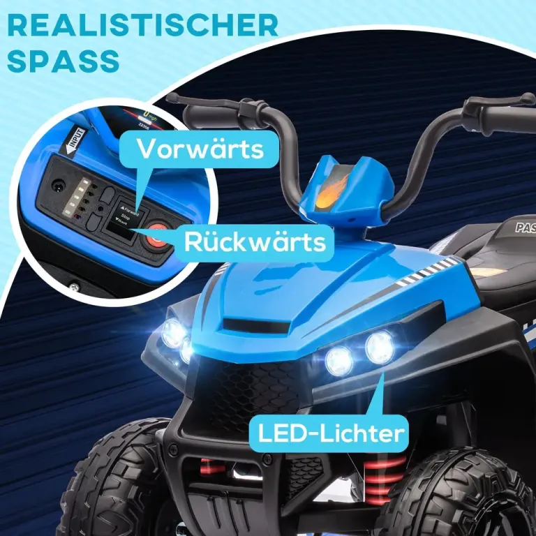 Elektrisk Fyrhjuling Barnbil 12 v Quad med Musik Blå Elbil Fjädring